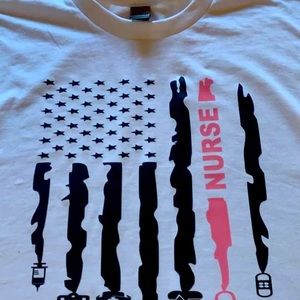 100% cotton Nurse Flag short sleeve t-shirt.